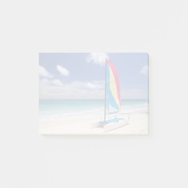 View Of Beach With Sailboat Post-it Notes (Front)