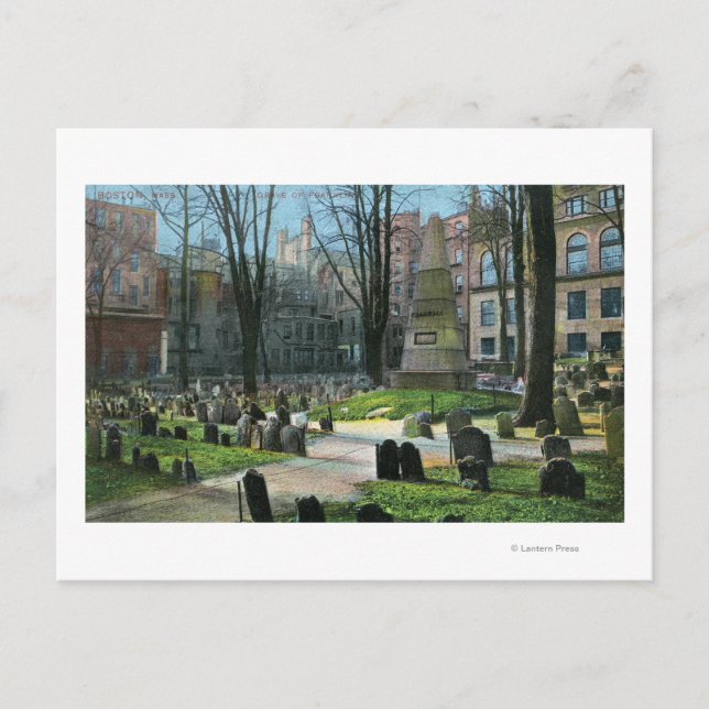 View of Ben Franklin's Tombstone Postcard (Front)