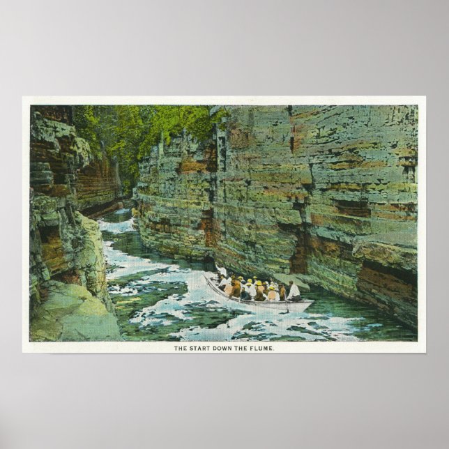 View of Boat Starting Down the Flume Poster (Front)