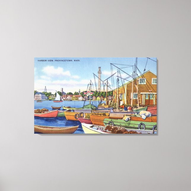 View of Boats in the Harbour Canvas Print (Front)