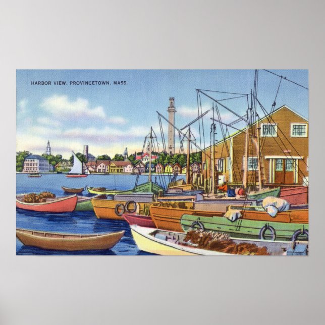 View of Boats in the Harbour Poster (Front)
