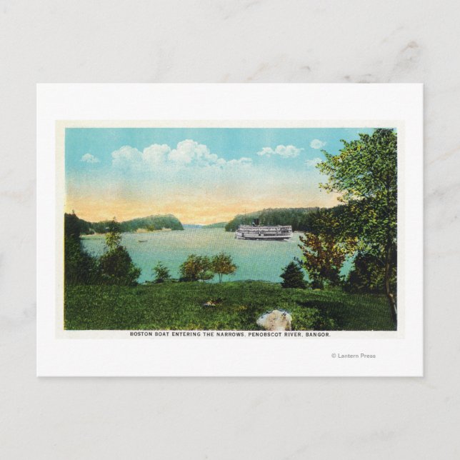 View of Boston Boat Entering the Narrows Postcard (Front)