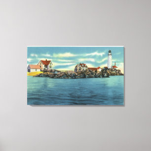 View of Boston Harbour and Boston Lighthouse Canvas Print