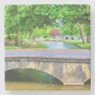 View of Bourton on the Water Stone Coaster