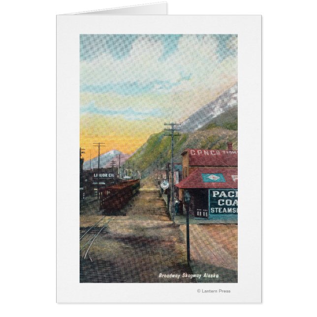 View of Broadway & Railroad CarsSkagway, AK (Front)