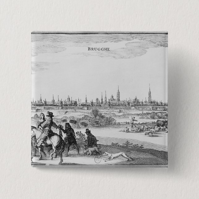 View of Bruges 2 Inch Square Button (Front)
