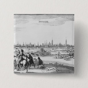 View of Bruges 2 Inch Square Button