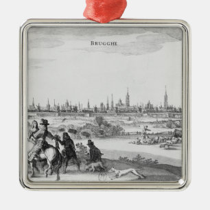 View of Bruges Metal Ornament