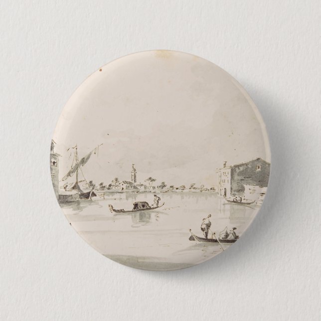 View of Burano island in Veneto 2 Inch Round Button (Front)