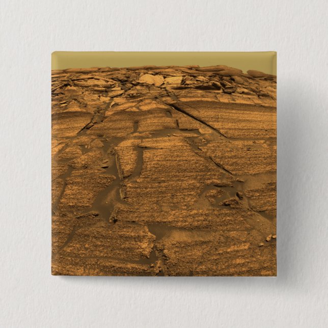 View of Burns Cliff on Mars 2 Inch Square Button (Front)