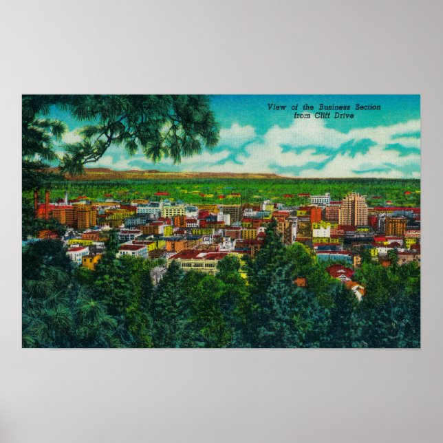 View of Business Section from Cliff Drive Poster (Front)