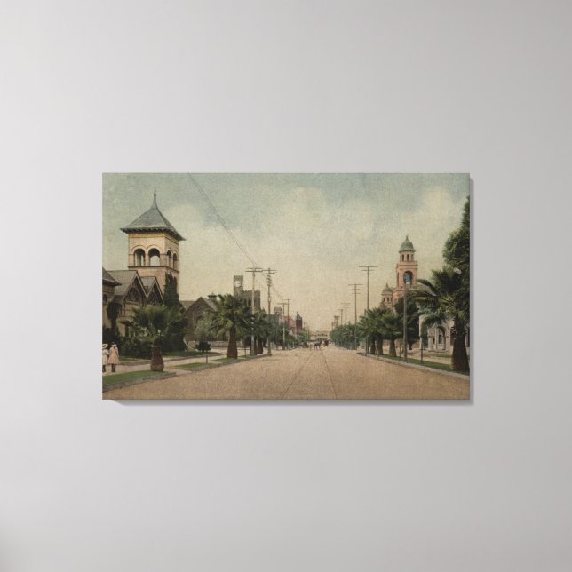View of Cajon Street with Four Churches Canvas Print (Front)