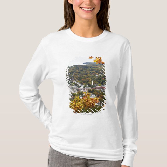 View of Camden Hills State through Fall Trees T-Shirt (Front)