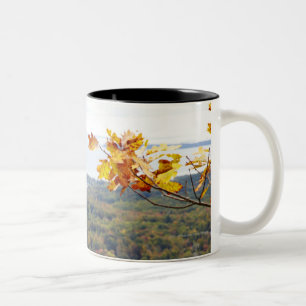 View of Camden Hills State through Fall Trees Two-Tone Coffee Mug