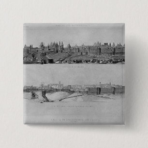 View of Carcassonne from the west side 2 Inch Square Button