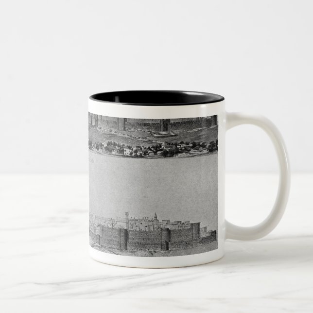 View of Carcassonne from the west side Two-Tone Coffee Mug (Right)