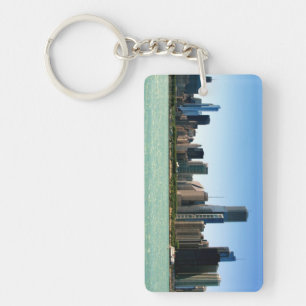 View of Chicago skyline by Lake Michigan Keychain