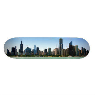 View of Chicago skyline by Lake Michigan Skateboard