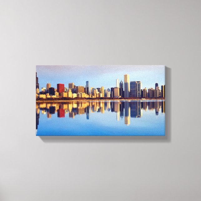 View of Chicago skyline with reflection Canvas Print (Front)