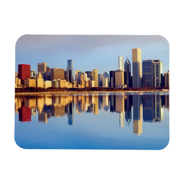 View of Chicago skyline with reflection Magnet (Horizontal)
