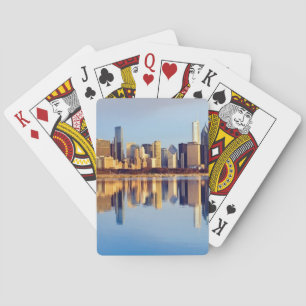 View of Chicago skyline with reflection Playing Cards
