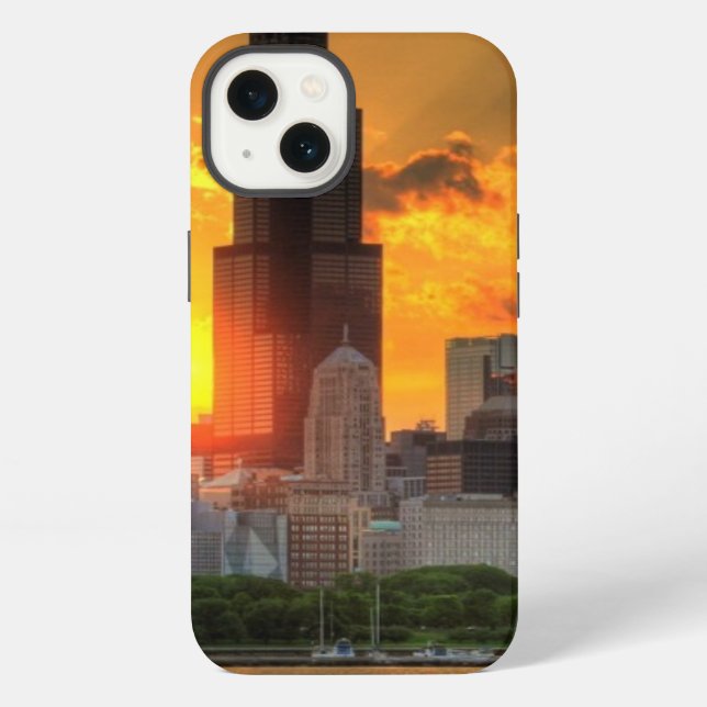 View of Chicago's skyline from  Adler iPhone Case (Back)