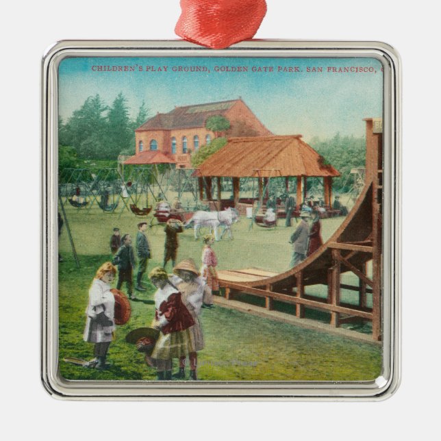 View of Children's Playground Metal Ornament (Front)