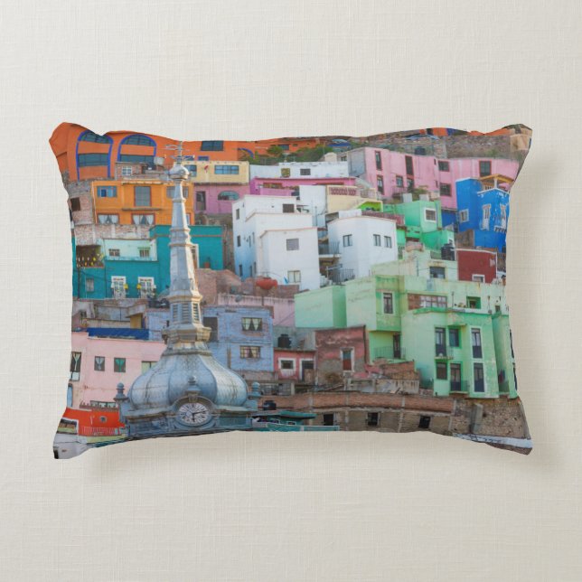View of city buildings decorative pillow (Front)
