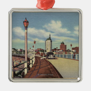 View of City from Rainbow Pier Metal Ornament
