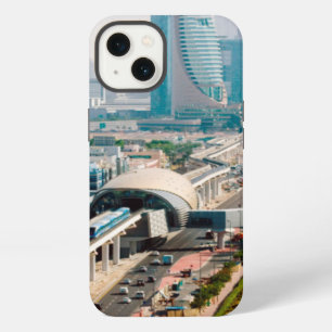 View of city metro line and skyscrapers iPhone 13 case