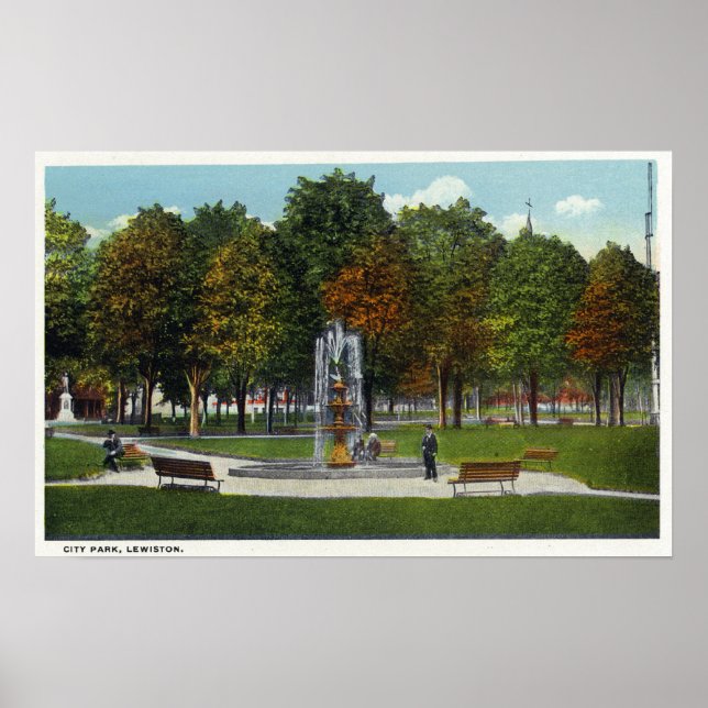 View of City Park and Fountain Poster (Front)