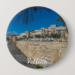 View of city wall and harbor in Valletta 4 Inch Round Button