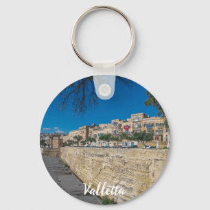 View of city wall and harbor in Valletta Keychain