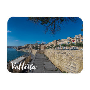 View of city wall and harbour in Valletta Magnet