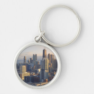 View of cityscape with fantastic light keychain