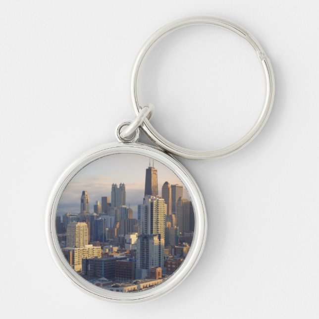 View of cityscape with fantastic light keychain (Front)