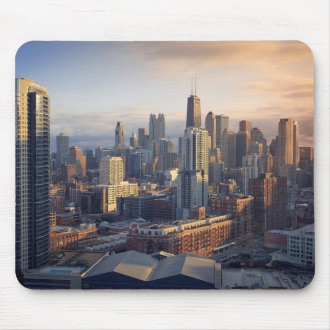 View of cityscape with fantastic light mouse pad (Front)