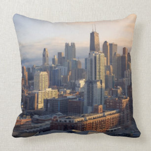 View of cityscape with fantastic light throw pillow