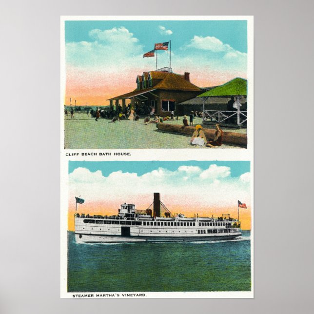 View of Cliff Beach Bath House Poster (Front)