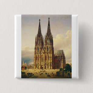View of Cologne Cathedral Gothic majesty 2 Inch Square Button