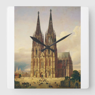 View of Cologne Cathedral Gothic majesty Square Wall Clock
