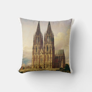 View of Cologne Cathedral Gothic majesty Throw Pillow