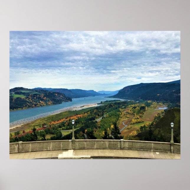 View of Columbia River, Columbia River Gorge, OR Poster (Front)
