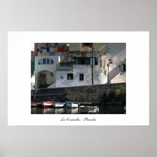 View of Coricella Harbour in Procida Poster (Front)