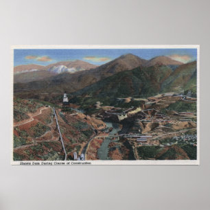 View of Dam During Construction Poster