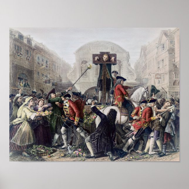 View of Daniel Defoe in the pillory at Temple Bar Poster (Front)