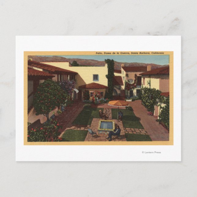 View of De la Guerra Patio & Shops Postcard (Front)