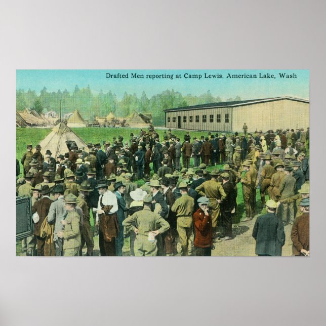 View of Drafted Soldiers Reporting for Duty Poster (Front)