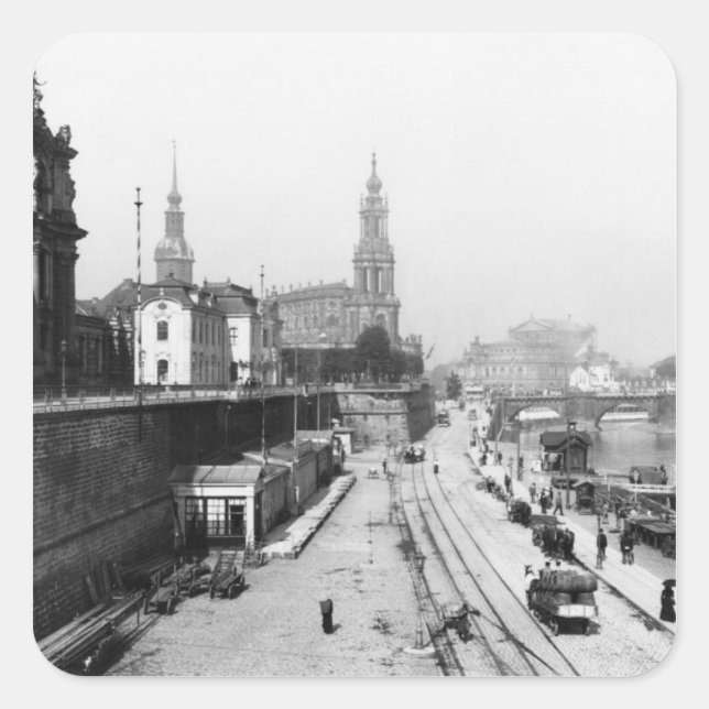 View of Dresden from the Bruehlsche Terrasse Square Sticker (Front)