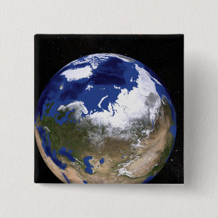 View of Earth showing the Arctic region 2 Inch Square Button